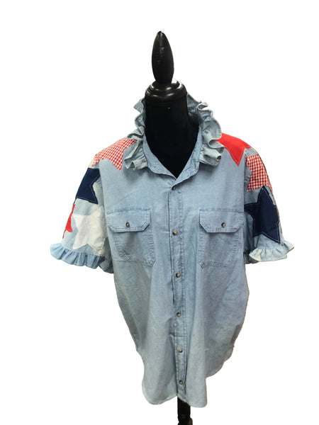 TF Refashioned Ruffle Collar  Applique Shirts