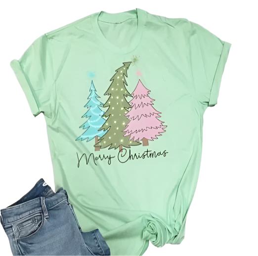 Christmas -  Merry Christmas Pastel Tree Trio T-shirt