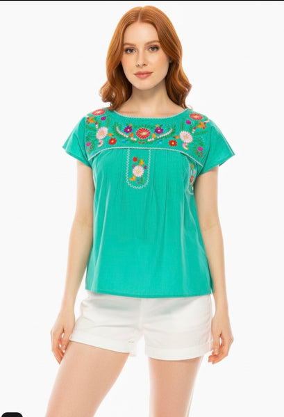 Miss Fiesta Embroidered Top - Mint