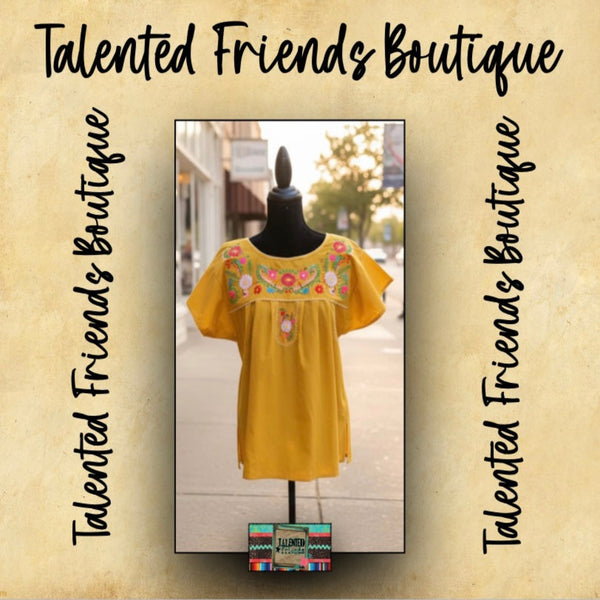 Miss Fiesta Embroidered Blouse - Honey