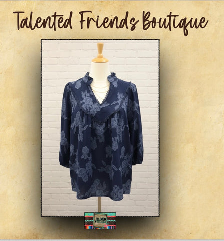 Miss Just Perfect Navy Blouse