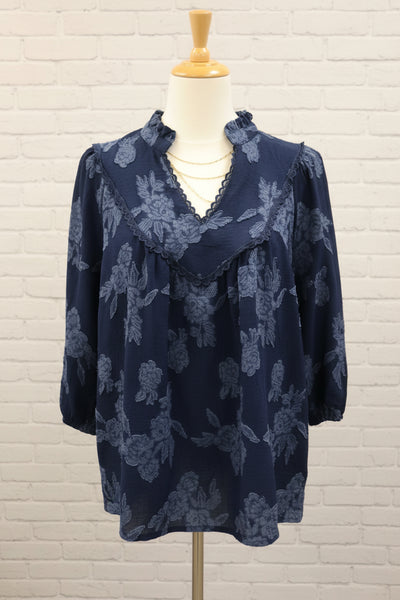 Miss Just Perfect Navy Blouse