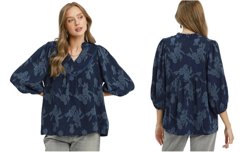 Miss Just Perfect Navy Blouse