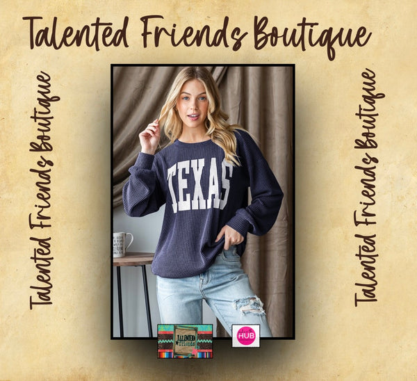 Miss Every Time Corded Texas Shirt - Navy