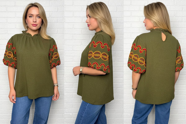 Miss Just My Shade of Olive Blouse