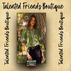 Miss Embroidered Bubble Sleeve- Olive