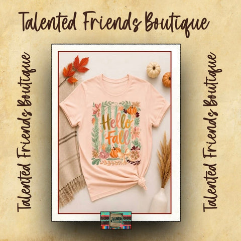 Hello Fall Graphic Tee - Peach