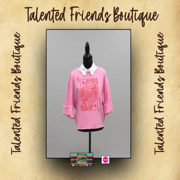 Queen Of Hearts Refashioned Sweatshirt