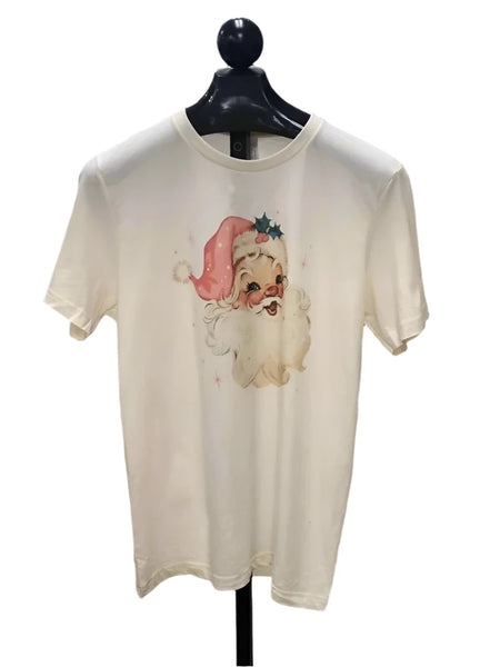 Christmas -  Pink Vintage Santa T-Shirt