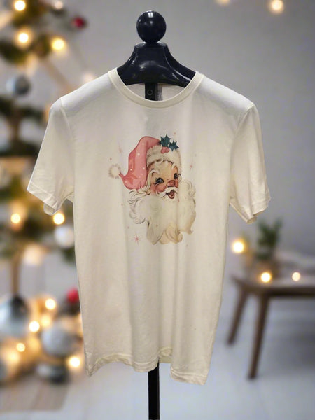 Christmas -  Pink Vintage Santa T-Shirt
