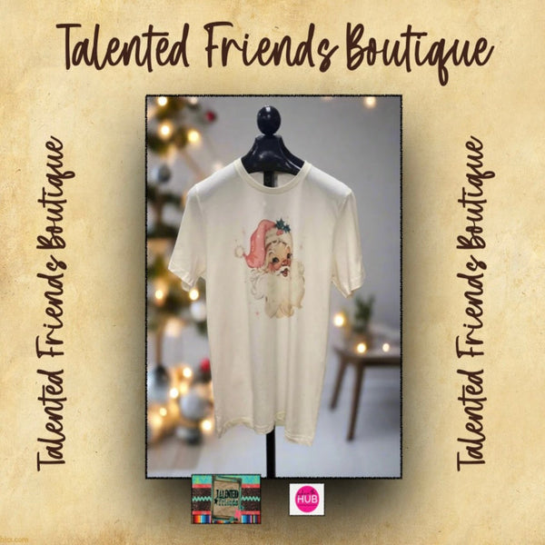 Christmas -  Pink Vintage Santa T-Shirt