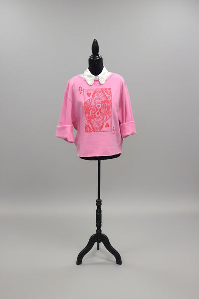 Queen Of Hearts Refashioned Sweatshirt