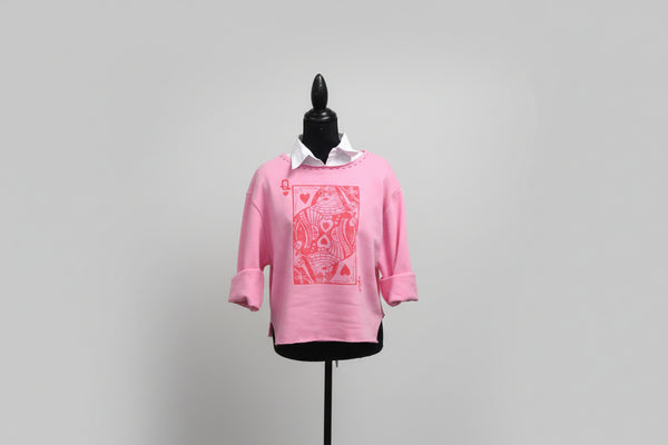 Queen Of Hearts Refashioned Sweatshirt