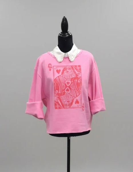 Queen Of Hearts Refashioned Sweatshirt