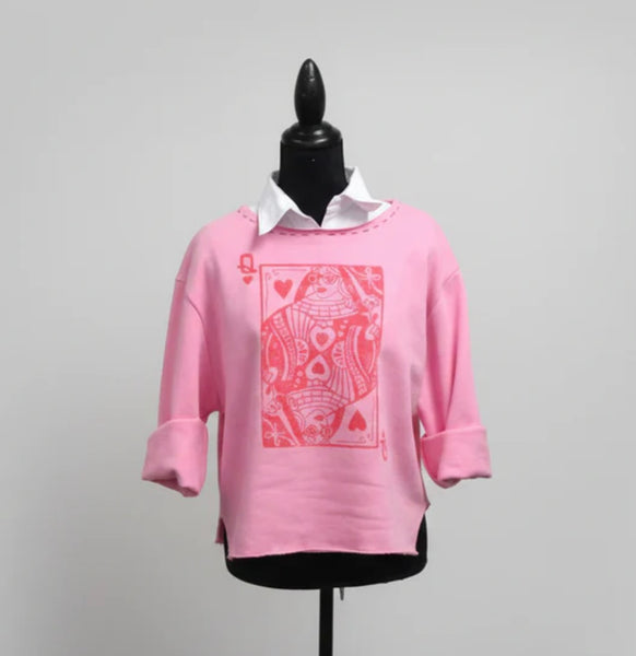 Queen Of Hearts Refashioned Sweatshirt