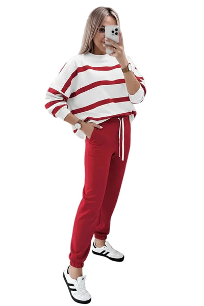 CAS -  Miss Right On Time, Jogger Set - Red & White