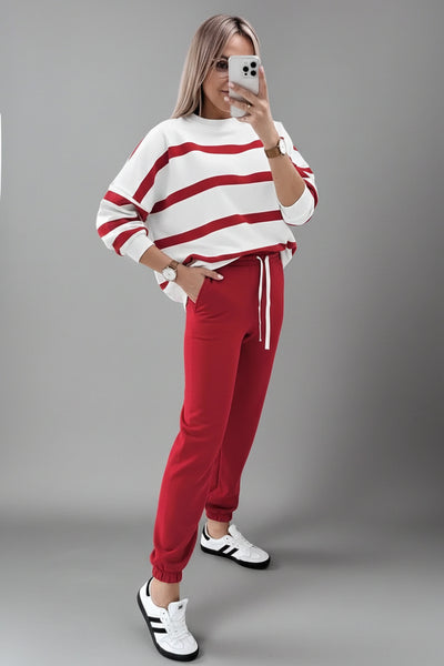 CAS -  Miss Right On Time, Jogger Set - Red & White
