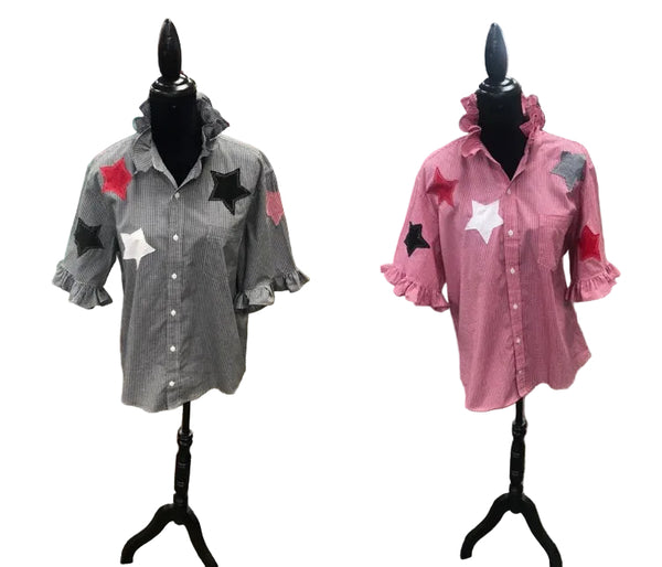 TF Refashioned Gingham Shirts W/Applique Stars