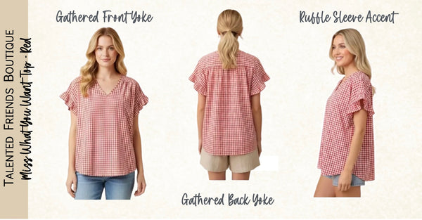 Miss What You Want Red Gingham Top
