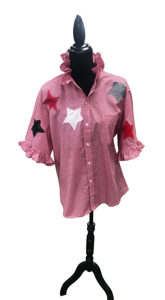 TF Refashioned Gingham Shirts W/Applique Stars