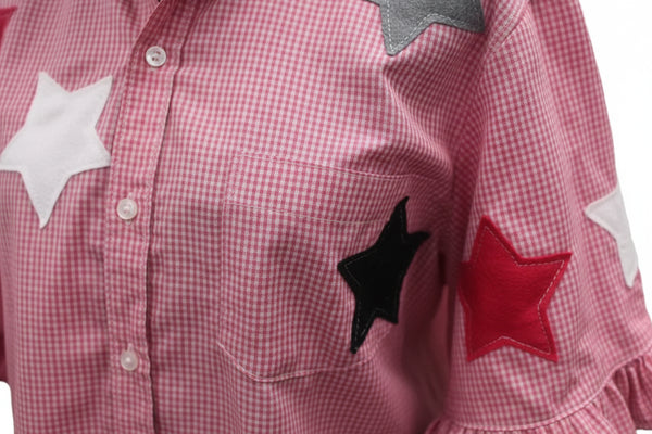 TF Refashioned Gingham Shirts W/Applique Stars