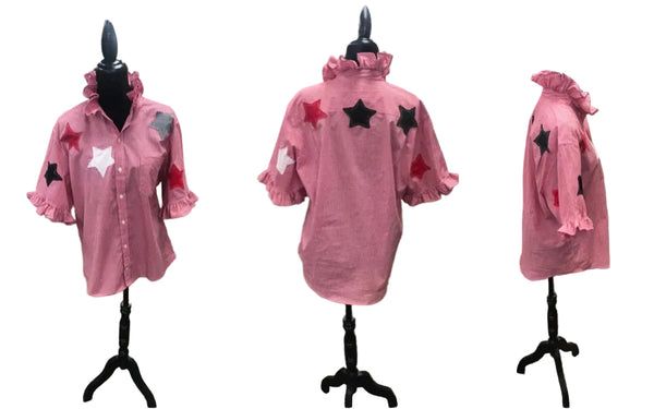 TF Refashioned Gingham Shirts W/Applique Stars
