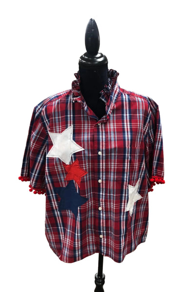 TF Refashioned Ruffle Collar  Applique Shirts