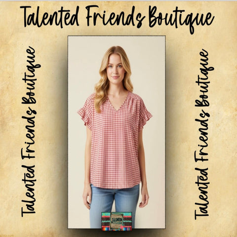 Miss What You Want Red Gingham Top