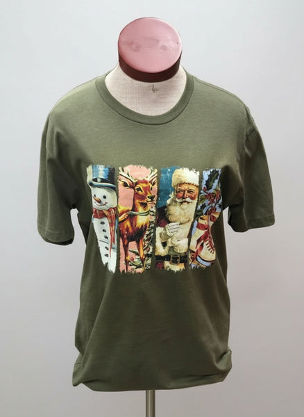 Retro Vintage - Snowman, Reindeer, Santa, Ice Skate T-shirt