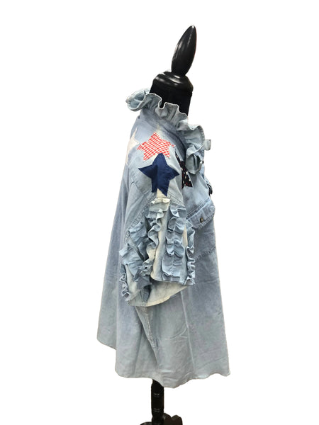 TF Refashioned Ruffle Collar  Applique Shirts