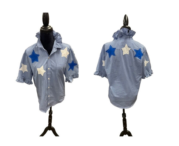 TF Refashioned Gingham Shirts W/Applique Stars