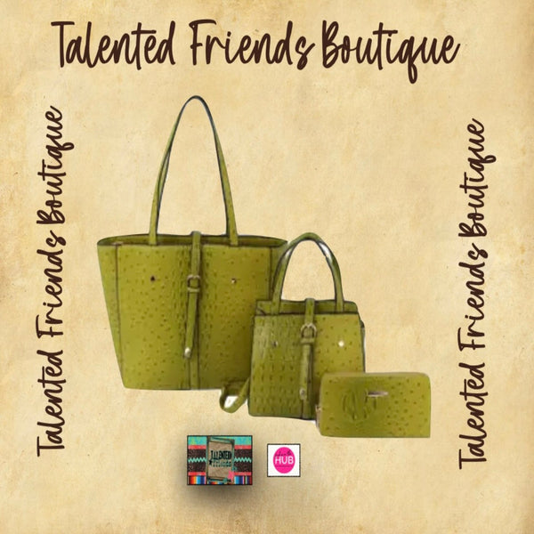 3 in 1 Faux Crocodile Leather Tote, Shoulder Bag, & Wallet Set