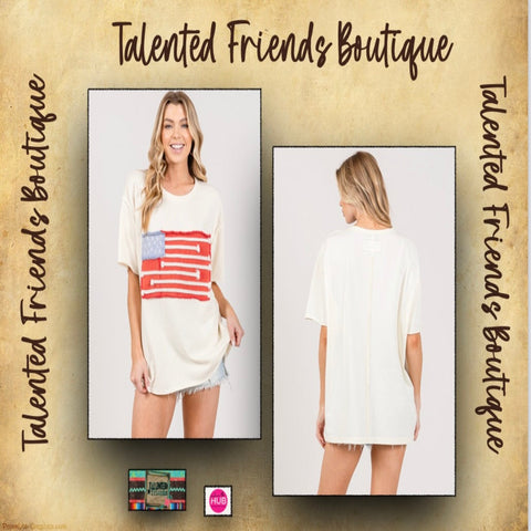 American Flag Patch Top