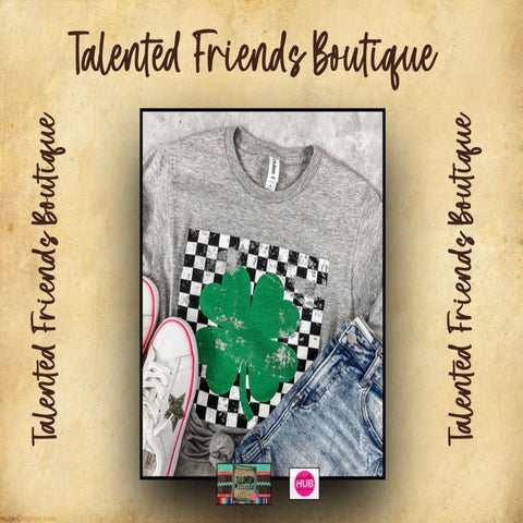 St Patrick's Day - Checkered Shamrock Tee