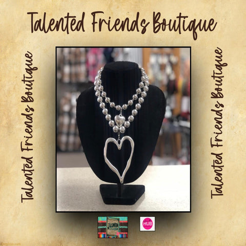Bohemian Beaded Choker/Necklace Set - Silver Tone