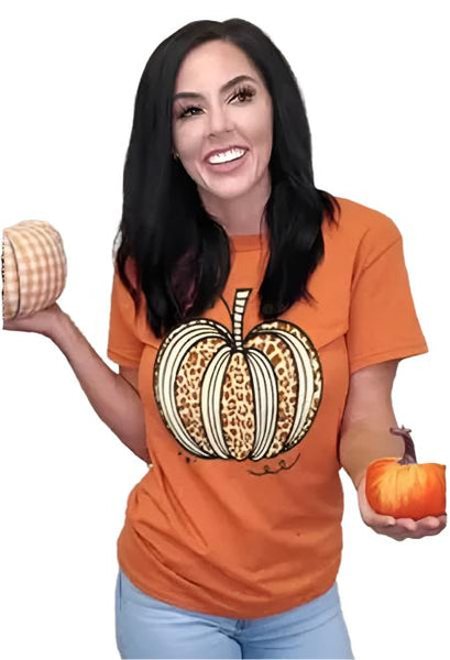 Fall - Sassy Autumn Leopard Pumpkin T-shirt