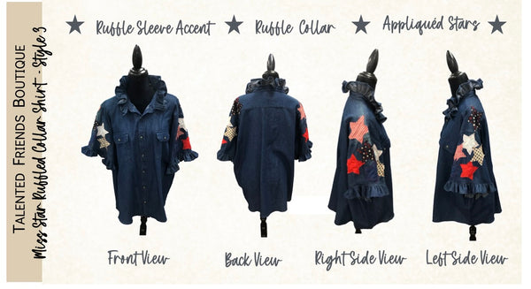 TF Refashioned Ruffle Collar  Applique Shirts