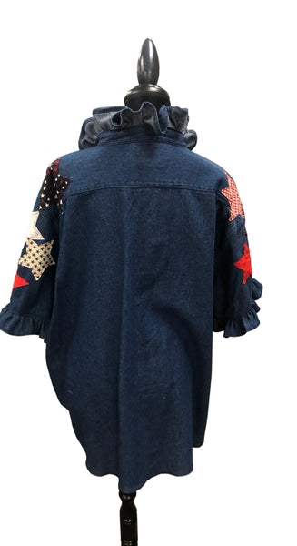 TF Refashioned Ruffle Collar  Applique Shirts