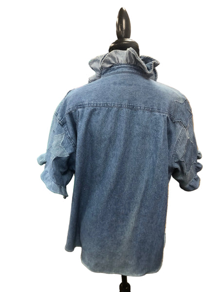TF Refashioned Ruffle Collar  Applique Shirts