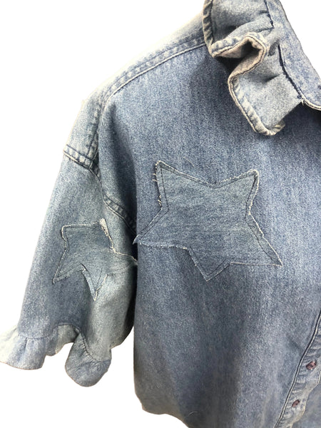 TF Refashioned Ruffle Collar  Applique Shirts