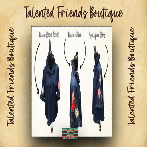 TF Refashioned Ruffle Collar  Applique Shirts