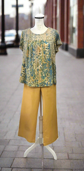 Miss Take A Guess Cropped Pant - Sunflower