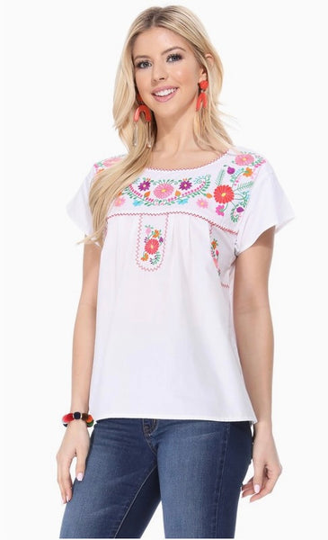 Miss Fiesta Embroidered Blouse - White