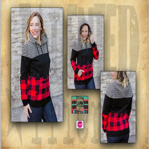Buffalo Plaid and Stripes Full Zip Hoodie