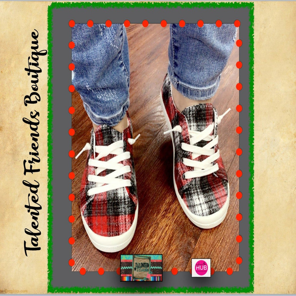 Plaid Lace Up Sneakers