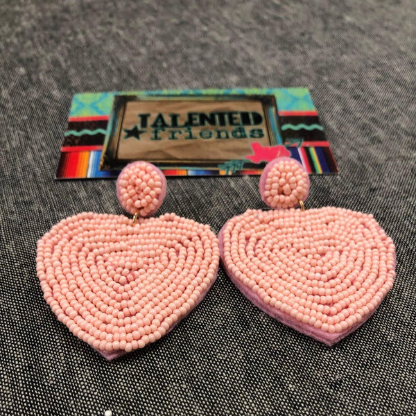 Beaded Heart Shape Earrings