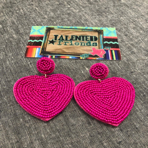 Beaded Heart Shape Earrings