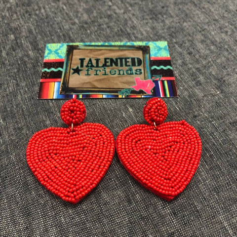 Beaded Heart Shape Earrings