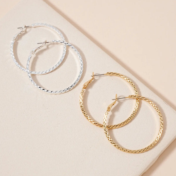 Miss Textured Hoops - Gold or Silver Tone