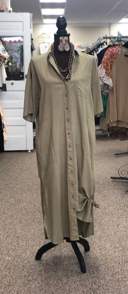 Miss What's Next Shirt Dress - Olive or Slate Blue